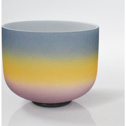HF 14 inches Frosted Crystal Singing Bowl With Rainbow Color CDEFGABC