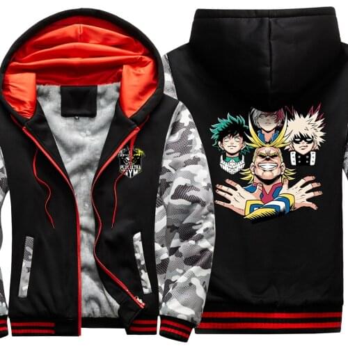 My Hero Academia Camouflage Raglan Thicken Jackets 2020 New Arrival Wool Liner Fashion Tracksuits Streetwear moletom masculino