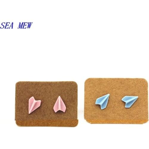 SEA MEW Fashion Aircraft Ceramic Stud Earrings Porcelain Earrings High Quality Stainless Steel Pin Earrings For Women Jewelry