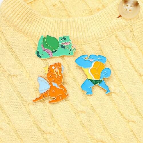 Cartoon origami Enamel Pin Custom Orange jellyfish green cute little dinosaur blue fitness turtle Badge Custom Jewelry Gifts