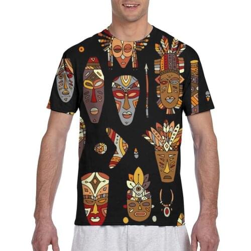 2020 Mens T shirts Fashion New Summer Mens Short Sleeve T-shirt Casual Tribal Mask Ethnic Tshirt For Man Full Printed