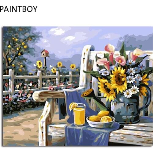 PAINTBOY Framed Pictures Painting By Numbers Of Flower Handwork Canvas Oil Painting Home Decor For Living Room