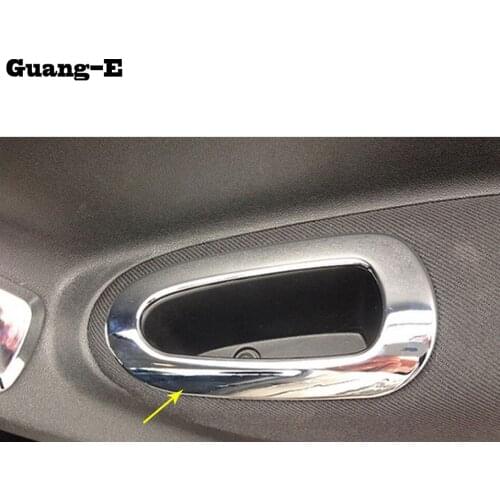 Car cover stick trim ABS chrome door inner rear back built armrest handrail handle bowl 2pcs for Peugeot 301 2014 2015 2016 2017