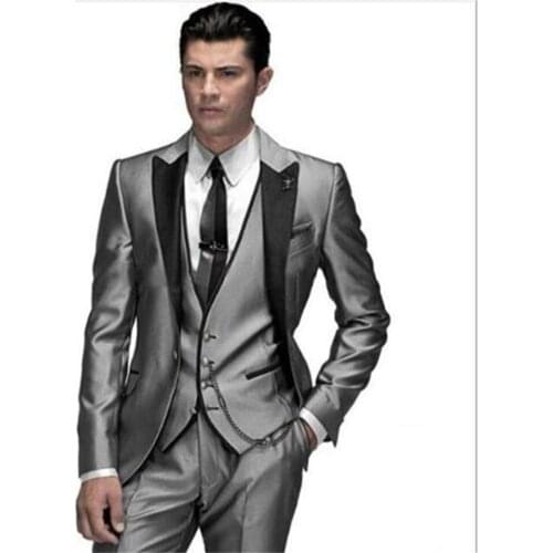 New Classic Men’s Suit Smolking Noivo Terno Slim Fit Easculino Evening Suits For Men Charcoal tuxedo Groom Tuxedos wedding tuxed