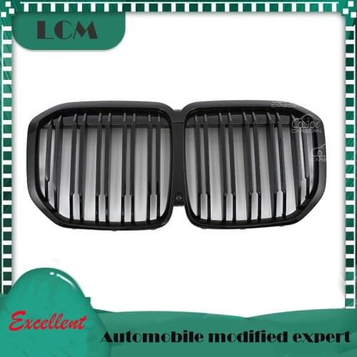 Replacement Style ABS Plastic Double Slats Kidney Front Grille Overlay For-BMW X7 G07 2020-ON
