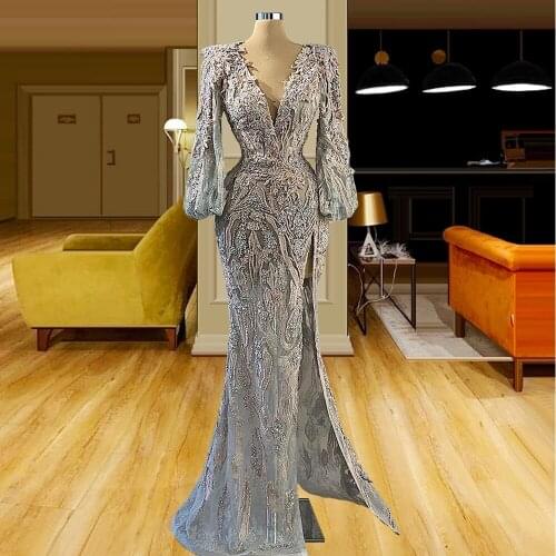 Flare Sleeves V neck Mermaid Formal Dresses robe de soirée de mariage платье на выпускной vestidos formales Celebrity Dresses