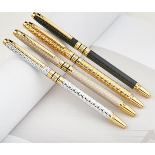 Luxury 10k Gold Fountain Pen Gold Clip Engraved 0.5mm Metal Inking Pens for Writing High-end Business Gift Stationery