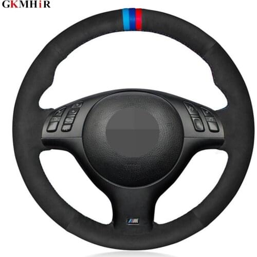 Hand-stitched Black Suede Comfortable Soft Steering Wheel Cover For BMW M Sport E46 330i 330Ci E39 540i 525i 530i M3 E46 M5 E39