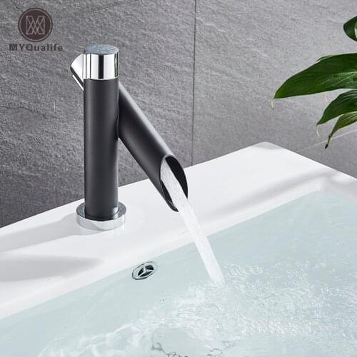 Black Deck Mounted Bathroom Basin Mixer Tap Square Single Handle Basin Vessel Sink Faucet Hot Cold Water Faucet for Basin