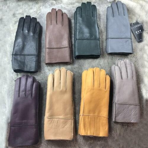 2021 Winter Sheepskin Wool All-in-one Gloves Full Back Leather Ladies Winter Warmth Thickened Gloves Manufacturers Wholesale
