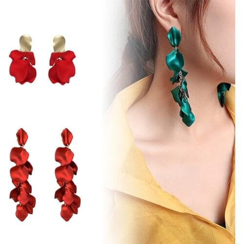 Rose Petal Dangle Earrings Long Tassel Earrings For Women Girl Korean Fashion Retro Jewelry Wedding Party Accessories Newest