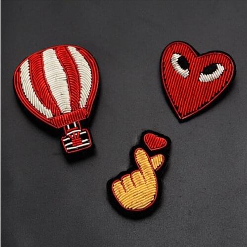 Hand-Embroidered Indian Silk Badges Balloon Heart-Shaped More Than Heart Female Accessories Brooch Decorative Cloth Stickers
