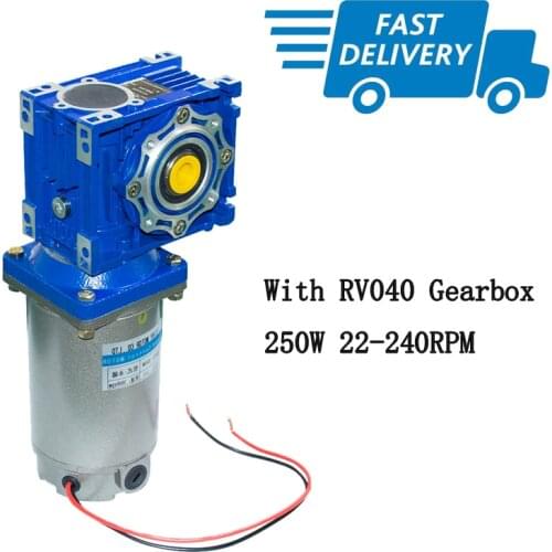 High Power DC Motor 250 Watt Large Torque DC Worm Gear Motor 22-240RPM with NMRV040 Gearbox Speed Reducer 18mm Output With Shaft