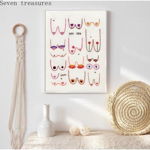 Funny Bathroom Floral Boobs Wall Art Canvas Painting Nordic Posters and Prints Wall Pictures For DecorationLiving HomeRoom