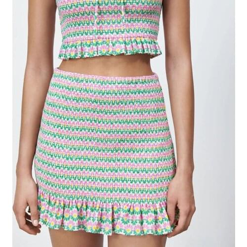 Womens Floral Print Skirt Slim Sweet Mini Skirt Elastic Pencil Skirt