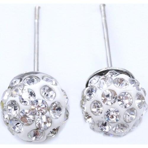 30 pairs/lot Full Crystal Stud Earrings Women Rhinestone Silver Plated Zircon Beads Charm Shambhala Ball Ear Jewelry Accessories