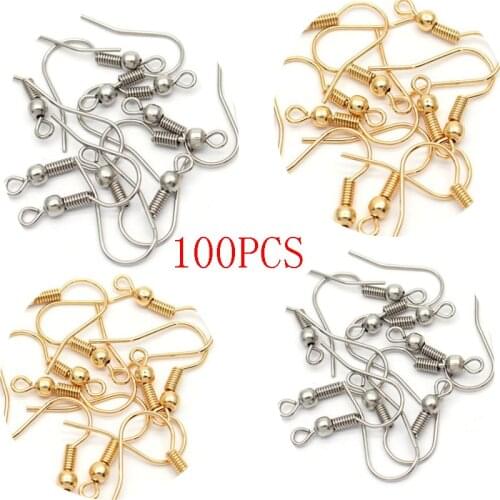 100Pcs 18mm Earring Findings Earrings Clasps Hooks Fittings DIY Jewelry Making Alloy Hook Drop Earrings Accessories Wholesale