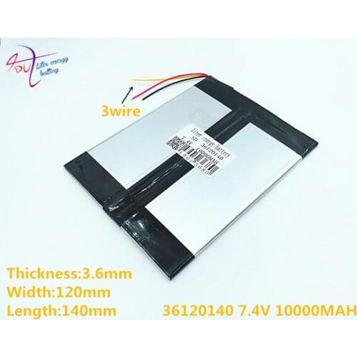 3 line 7.4V 36120140 10000MAH (polymer lithium ion battery) Large 9.7 -inch tablet computer batteries 10.1 panels S7 / S9 and A1