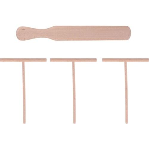 4pcs Pancake Cooking Utensils Wooden Crepe Spreader and Spatula Tortilla Rake Batter Spreading Tools Hot