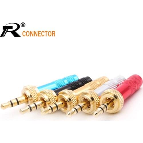 4pcs New Mini Jack 3.5 mm 3Pole Screw Lock Stereo Jack Plug Soldering Audio Jack for DIY Stereo Headset Earphone
