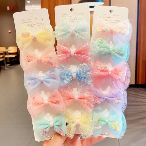 5PCS/Set New Hair Accessories For Girls Fashion Kids Hairclips Sweet Headband Cute Bow Hairpins Colourful Ornament Barrettes