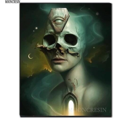 5D Diy Diamond Painting Cross Stitch Horror Mask Man Needlework 3D Diamond Embroidery Full Round Mosaic Decoration Resin Sticker