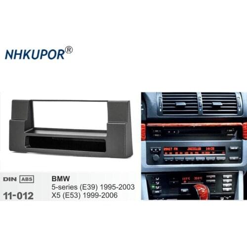 Single 1 Din Car Radio Fascia for BMW 5-Series (E39) 1995-2003 X5 (E53) 1999-2006 w/pocket DVD Stereo Panel Dash Mount Frame Kit