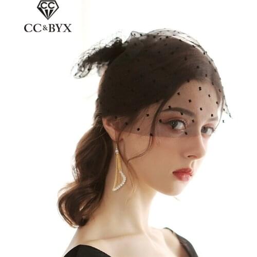 CC Veil Wedding Hair Accessories For Bride Women Veils Bridal Lace Black Color Elegant Fine Party Hairwear Fashion Jewelry V644