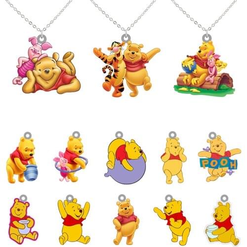 Disney Pooh Winnie The Pooh Pendant Cartoon Necklace 2021 New Style Necklace Acrylic Ladies Men Holiday Party Friends Jewelry