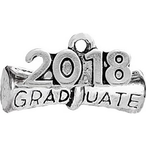 Double Nose Antique Silver Plated Graduation 2018 Graduate Class School Anniversary Gifts Charms & Pendants For Diy