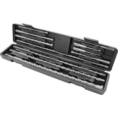 Electric hammer drill bit 11 piece set round shank two hole alloy percussion drill bit concrete through-wall drill bit