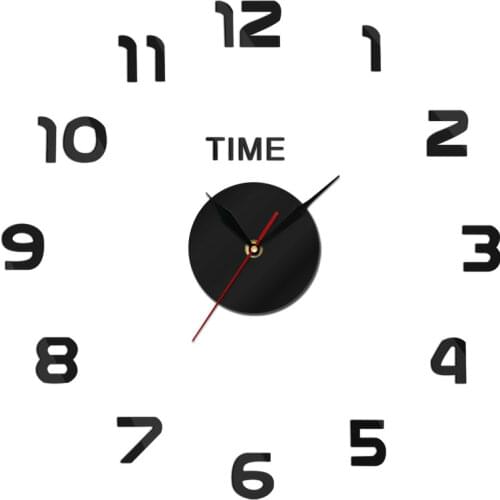 1Piece DIY Giant Wall Clock DIY Analog 3D Mirror Surface Large Arabia Numerals Wall Clock Modern Watch Home Decor Sticker Simple