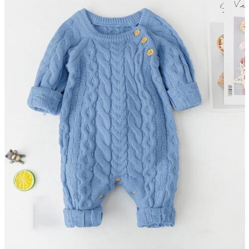 Baby Rompers Newborn Baby Boy Girl Clothes Winter Button Sweater Knitted Jumpsuit Romper Warm Outfits Infant Clothing