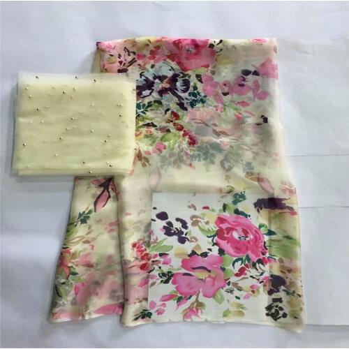 LX!Fashion high quality African silk chiffon printed fabric for ladies to wear soft and comfortable printed silk fabric! F324390