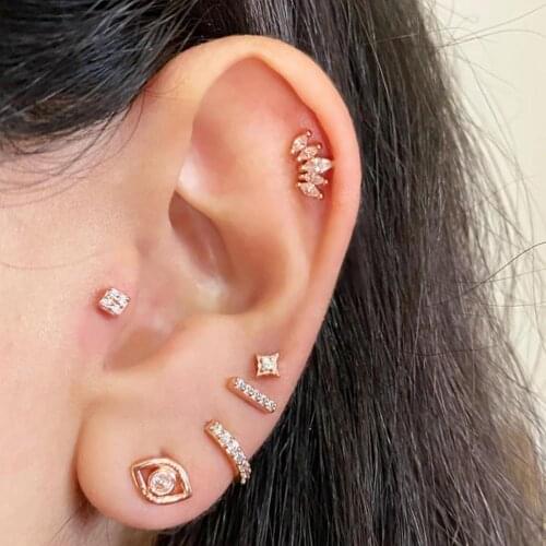 Minimalist real 925 sterling silver tiny cute lovely Lightning Bolt Stud Earrings for Women Fashion multi piercing party jewelry