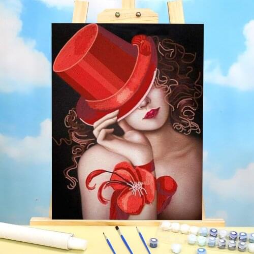 Woman DIY Painting By Numbers Package Acrylic Paints 40*50 Canvas Pictures Home Decoration For Handicraft