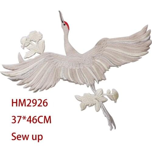 Chinese Style Red-crowned crane icon embroidery Applique Patches For kawaii clothes DIY Iron on Badges on a backpack