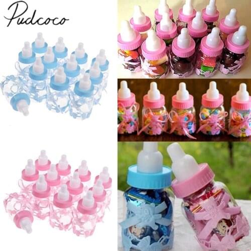 2018 Brand New 12 Fillable Bottle Baby Shower Favors Decor Keepsake Plastic Milk Bottle Hot Candy Can Baby Shower Bottle