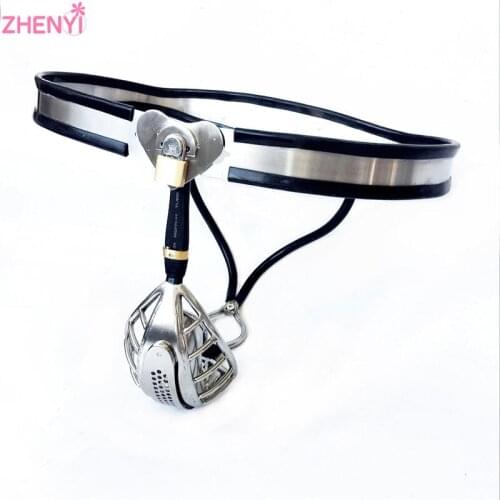 Newest！Belt Stainless Steel Cock Cage For Men Chastity Devices Penis Ring Sex Toys Cock Lock Bondage Adult Products