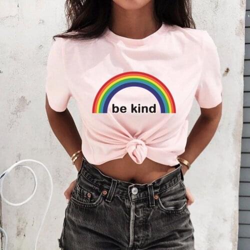 Skuggnas New Arrival be kind T shirt Short Sleeve Fashion t shirts Rainbowl t shirts Cotton shirt Fashion girls tumblr t shirts