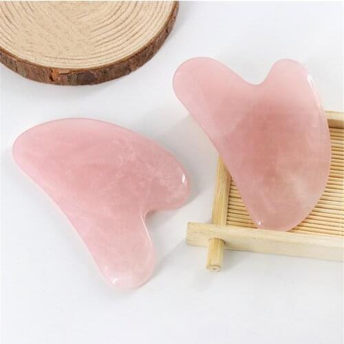 Rose Quartz Jade Guasha Board Natural Stone Scraper Face Massager Guasha Plate Massage Tools for Neck Back Body Pressure Therapy