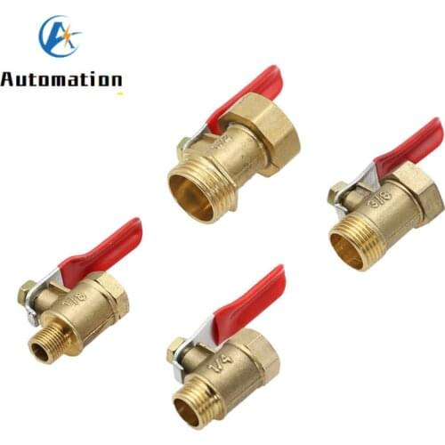 Pneumatic 1/8" 1/4'' 3/8'' 1/2' BSP Female/Male Thread Mini Ball Valve Brass Connector Joint Copper Pipe Fitting Coupler Adapter