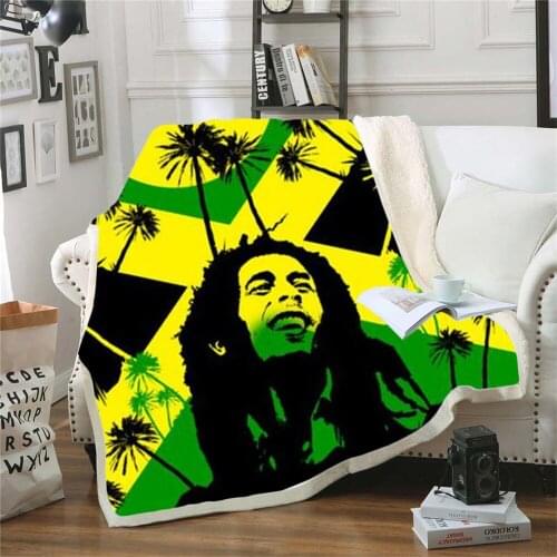 Reggae Singer Bob Marley Weed Skinny Bedspread Throw Bed Blanket Sofa Chair Rest Bed Linen Home Indoor Blanket Adult Children 01