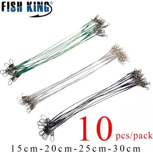 10PCS Steel Wire Leader Anti Bite Steel Fishing Line 15cm-30cm With Swivel Fishing Accessory Wire Rocket Tip Leadcore Leash