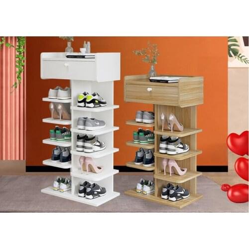 Simple shoe racks look good indoors. Small narrow door racks are stored in door shoe cabinets to save space