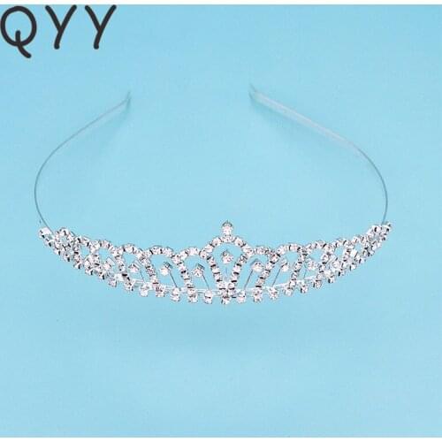 QYY Princess Crystal Silver Color Hair Crown for Women Wedding Jewelry Dress Accessories Prom Tiara Crown Hair Accessories