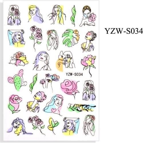 Self-adhesive 3D Stickers for Nails Line Color Girl Flower Nail Art Decorations Autumn Fashion Stickers Women Girl Nail Foil