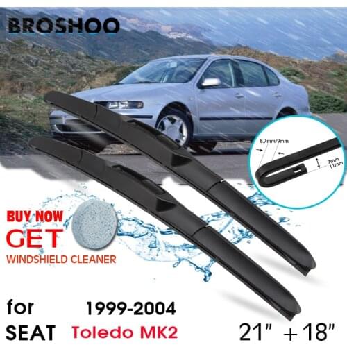 Car Wiper Blade Window Windscreen Windshield Wipers Blades U Hook Arm Auto Accessories For Seat Toledo MK2 21"+18" 1999-2004
