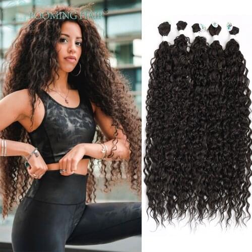 Synthetic Kinky Curly Hair Bundles Extensions Black Brown Blonde Color 28"-32" Super Long Hair Ombre Soft Corn Curly Hair Weave