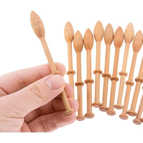 12Pcs 11cm Length Wooden Crochet Hook Knitting Needles Antique Vintage Turned Sewing Lace Robbin Needles Weaving Tools